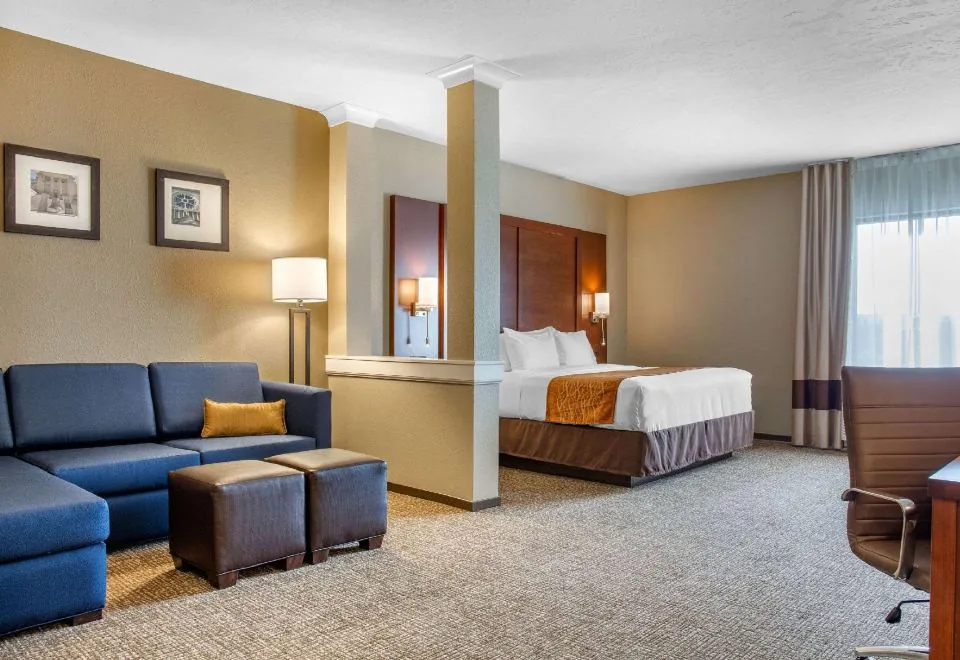 Suite with sofa and sleeping area at Comfort Inn & Suites Boise Airport in Boise, Idaho